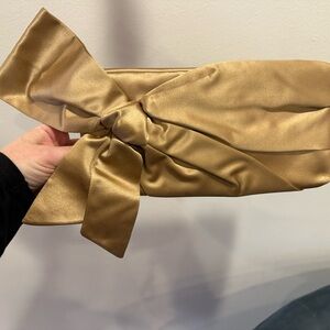 Vintage Valentino Gold Satin bow clutch